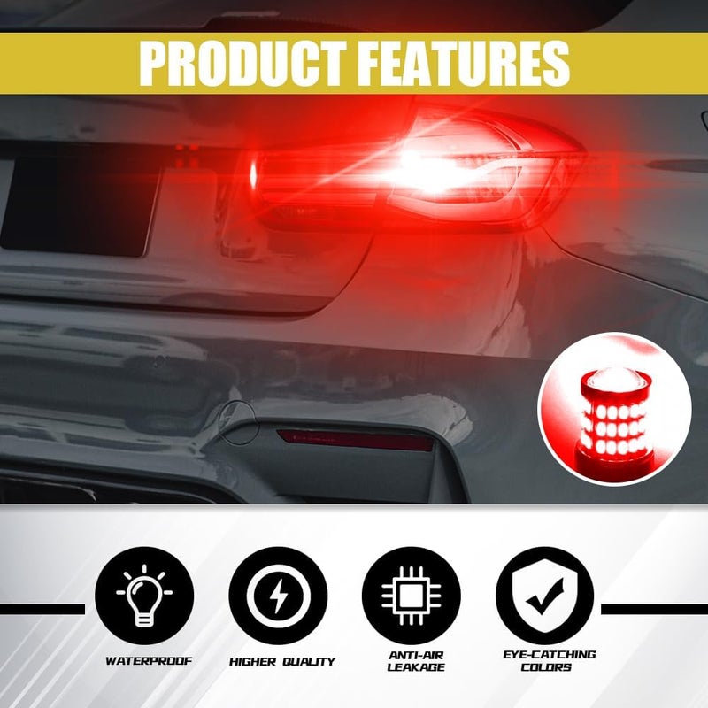 PACLVIO 7443 7440 LED Bulb for Reverse Lights, 2024 Upgraded Super Bright T20 7441 7444 W21W LED Lamps with Projector Lens, Replacement for Backup Tail Brake Parking Lights DRL, Pack of 2 (Red) - Image 4